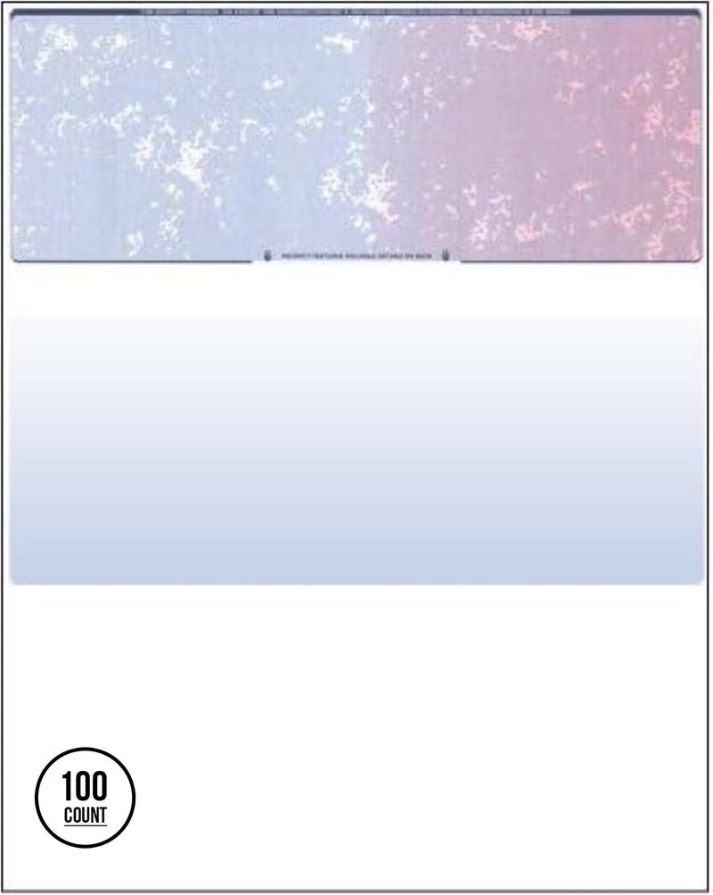 Compuchecks Blank Check Paper - 100 Pack - Computer Security Business Checks, QuickBooks & Laser Printer Compatible - Check On top, Voucher On Bottom - Check Paper Size 8 1/2-11 -Blue/Red Prismatic - Image 1