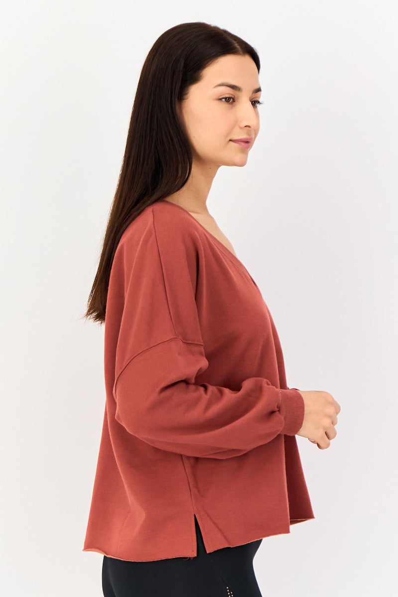 Nike Women Oversized Fit Long Sleeve Outdoor Sweatshirts, Brown - Image 4