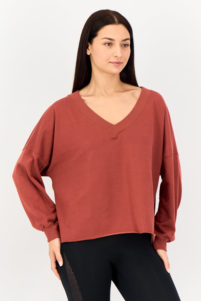 Nike Women Oversized Fit Long Sleeve Outdoor Sweatshirts, Brown - Image 1