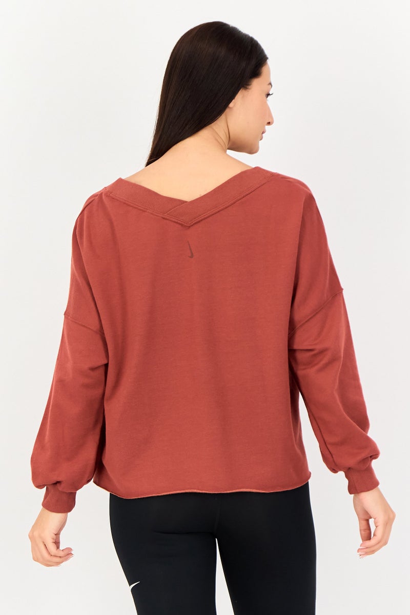 Nike Women Oversized Fit Long Sleeve Outdoor Sweatshirts, Brown - Image 2