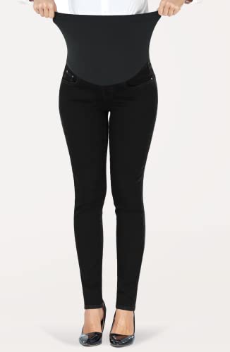 PACBREEZE Women's Maternity Jeans Over Belly Skinny Stretchy Denim Pants Comfy Slim Pregnancy Pants (Black, Large) - Image 4