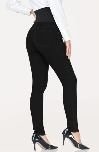 PACBREEZE Women's Maternity Jeans Over Belly Skinny Stretchy Denim Pants Comfy Slim Pregnancy Pants (Black, Large) - Image 5
