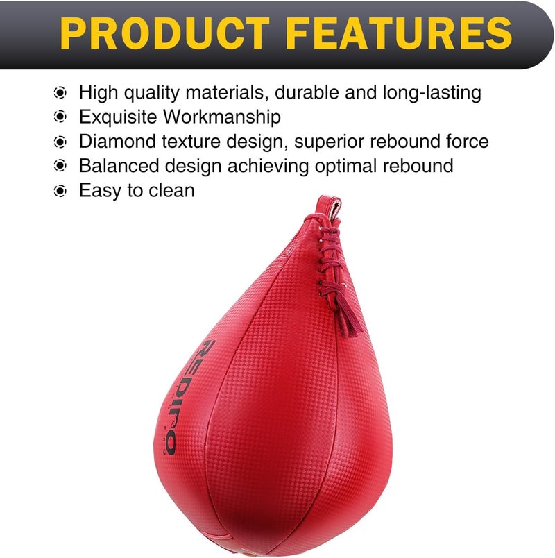Redipo Superior Boxing Speed Bag - PU Leather Speed Punching Ball - Heavy Duty Hanging Swivel Ball for Gym & MMA Muay Thai Sports Fitness - Punching Dodge Striking Speed Reflex Ball - Image 2