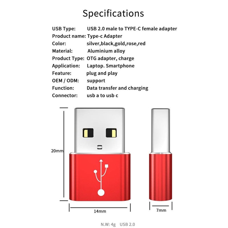 BoxWave Adapter Compatible with Google Chromecast with TV - USB-A to C PortChanger (5-Pack), Type-C OTG Convert Charging Data Adapter - Metallic Silver - Image 4