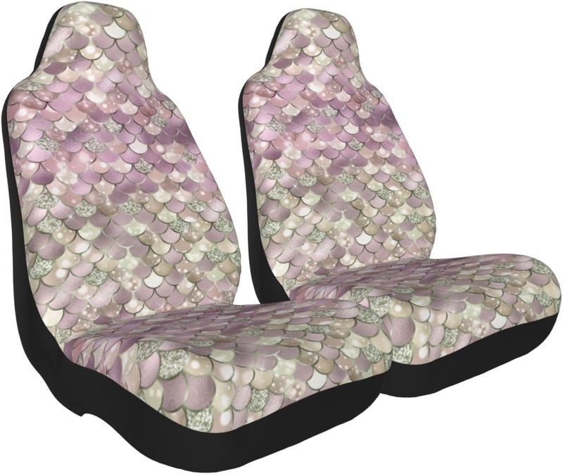 Pink Glitter Mermaid Scales Car Seat Cover, Front Seat Protector Universal Auto Accessories, Car Decor for Sedan SUV Van Most Cars 1PCS - Image 2