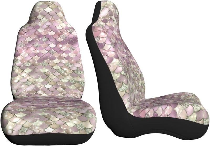 Pink Glitter Mermaid Scales Car Seat Cover, Front Seat Protector Universal Auto Accessories, Car Decor for Sedan SUV Van Most Cars 1PCS - Image 3