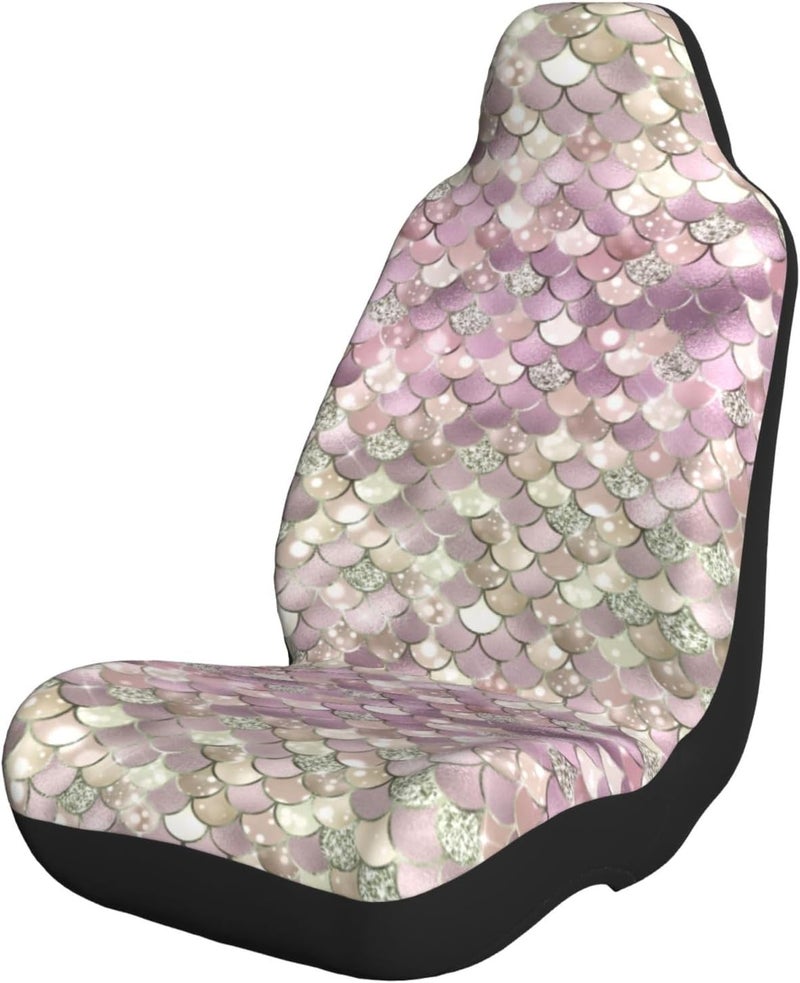 Pink Glitter Mermaid Scales Car Seat Cover, Front Seat Protector Universal Auto Accessories, Car Decor for Sedan SUV Van Most Cars 1PCS - Image 1