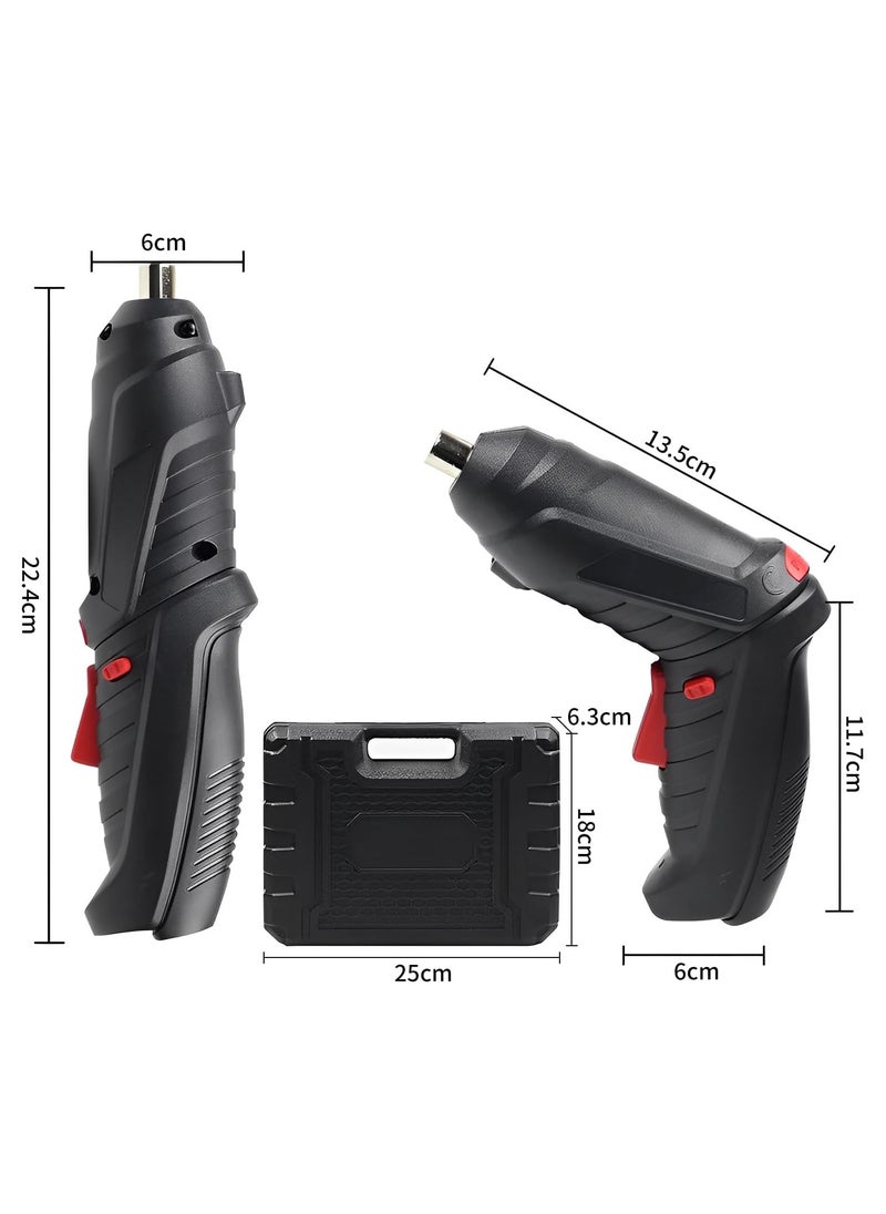 ALAMAREQ - Cordless Electric Screwdriver, 4.2V Rechargeable with 47-Piece Bit Set, 3.5Nm Power, 2-Position Handle, LED Light - Image 1