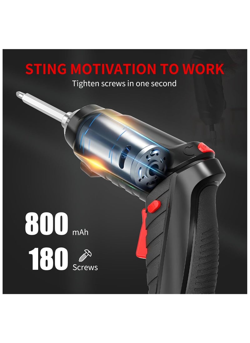 ALAMAREQ - Cordless Electric Screwdriver, 4.2V Rechargeable with 47-Piece Bit Set, 3.5Nm Power, 2-Position Handle, LED Light - Image 1