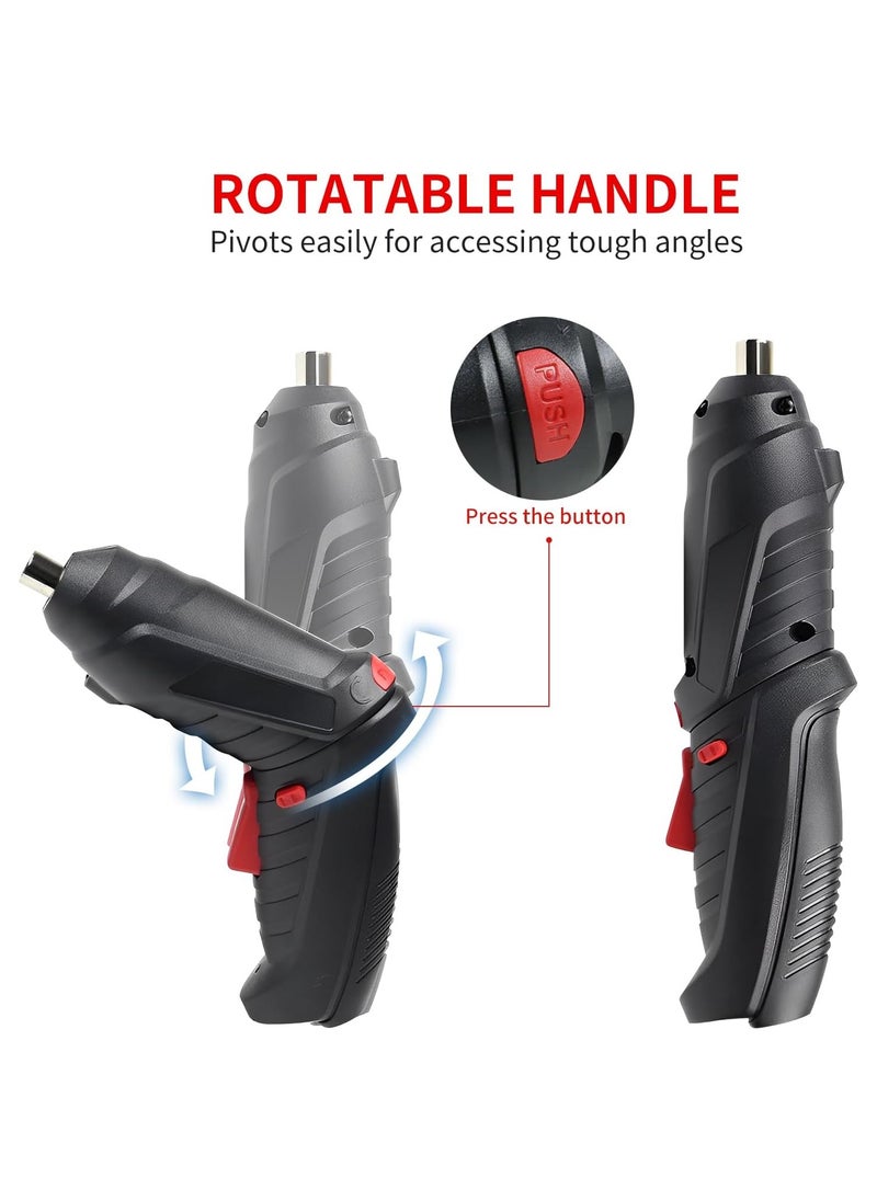 ALAMAREQ - Cordless Electric Screwdriver, 4.2V Rechargeable with 47-Piece Bit Set, 3.5Nm Power, 2-Position Handle, LED Light - Image 1