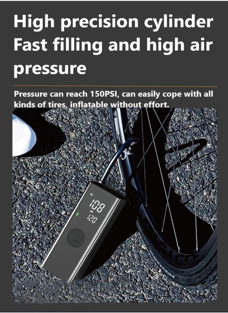 Changli Portable Air Compressor, Tire Inflator Portable Air Compressor, 150PSI Cordless, 6000 mAh Air Pump, with Digital LCD Pressure Gauge Electric Air Pump Quick Inflation, for Car/Motorcycle/Bike, Dual-Use Type  - Image 3