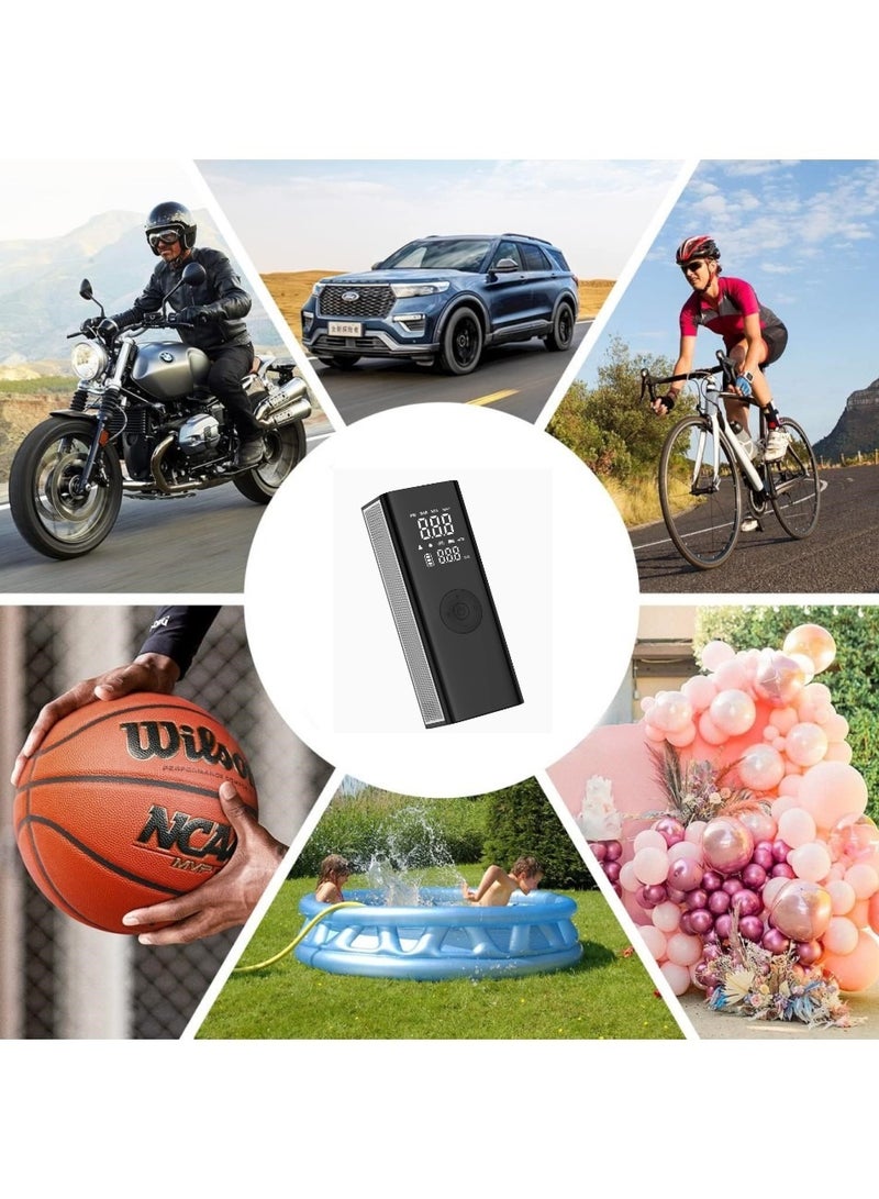 Portable Air Compressor, Tire Inflator Portable Air Compressor, 150PSI Cordless, 6000 mAh Air Pump, with Digital LCD Pressure Gauge Electric Air Pump Quick Inflation, for Car/Motorcycle/Bike, Dual-Use Type