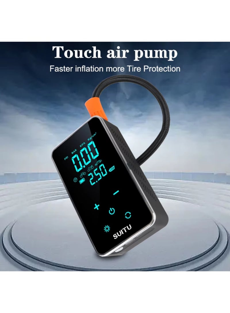 SUITU Tire Inflator Portable Air Compressor, Lightning-Fast Inflation, 4000mAh, Cordless Air Pump for Car Tires, Bikes, Motorcycle, Balls with LED & Digital Pressure Gauge - Image 5
