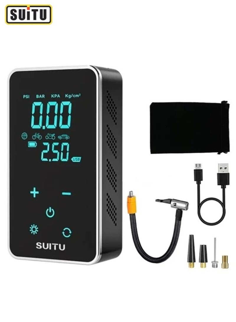 SUITU Tire Inflator Portable Air Compressor, Lightning-Fast Inflation, 4000mAh, Cordless Air Pump for Car Tires, Bikes, Motorcycle, Balls with LED & Digital Pressure Gauge - Image 1