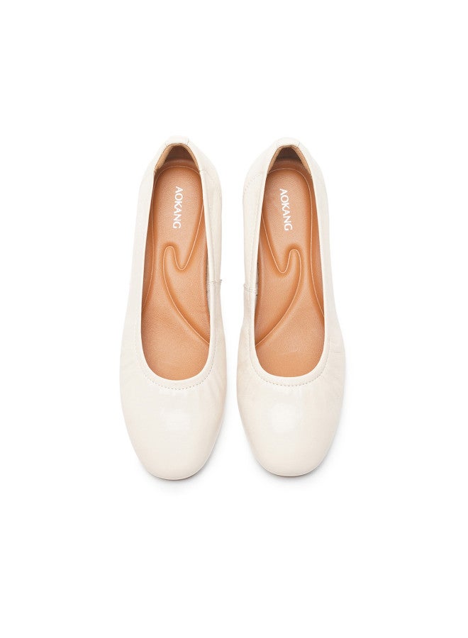 AOKANG Sheepskin] 2026 Spring New Women's Shoes Shallow Mouth Soft Sole Comfortable Commuting Simple Women's Flats - Image 3