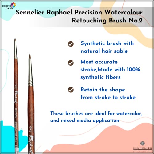 Sennelier Raphael Precision Watercolour Retouching Brush No.2 |Ideal for Watercolor Paper, Mixed Media Pads, or Boards with Watercolors, Gouache, Inks, and Watercolor Pencils. - Image 2