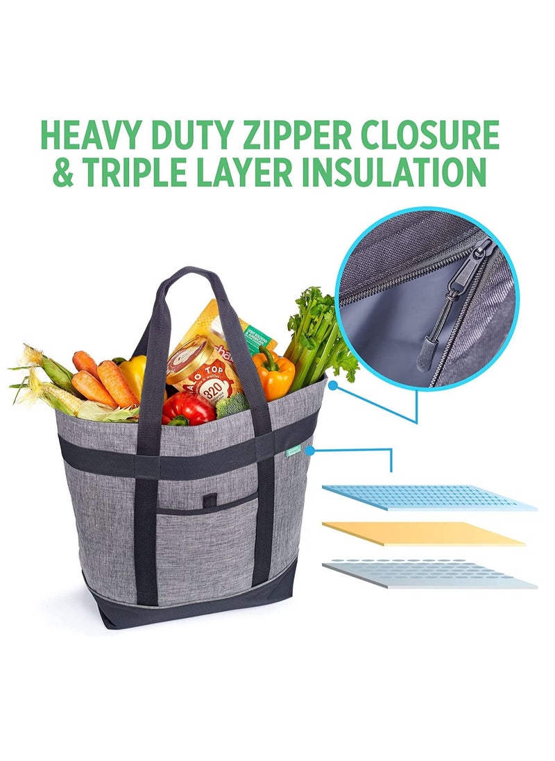 Excefore - Insulated Cooler Bag with HD Thermal Insulation - Premium, Collapsible Soft Cooler Makes a Perfect Insulated Grocery Bag, Food Delivery Bag, Travel Insulated Bag, or Beach Cooler Bags(Charcoal) - Image 1