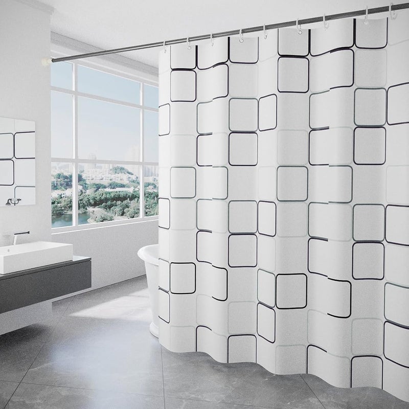 DEARART All-round well-engineered practical build Bath Square White Shower Curtain Quick Dry, 180''L × 150''W cm Cloth Shower Curtain with Grommet & Hooks, 100% Water Resistant Waterproof Washable, Easy Care Worldwide simple practical design - Image 1