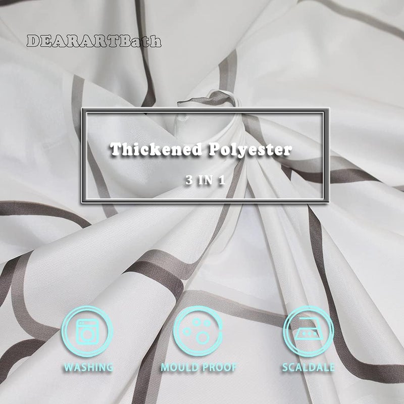 DEARART All-round well-engineered practical build Bath Square White Shower Curtain Quick Dry, 180''L × 150''W cm Cloth Shower Curtain with Grommet & Hooks, 100% Water Resistant Waterproof Washable, Easy Care Worldwide simple practical design - Image 5