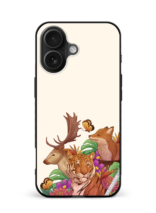 Protective Case Cover For Apple iPhone 16 Plus Wild Animals Design Multicolour