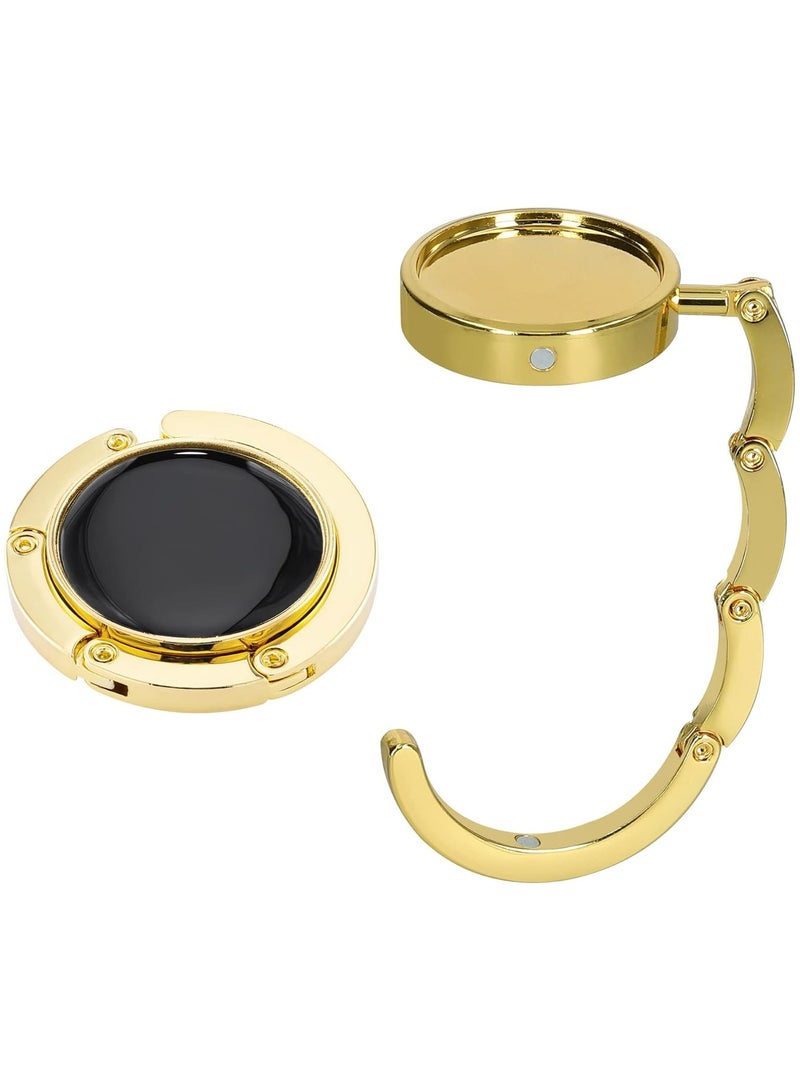 Oasisgalore 2 Folding Handbag Hooks - Portable Purse Hangers for Tables (Gold) - Image 1