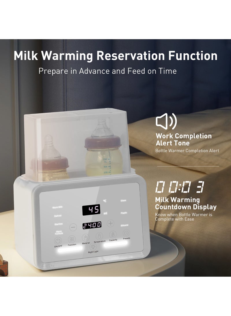 Stanew 10w1 Baby Bottle Warmer, Electric Milk Warmer for Baby, Baby Food Heater & Steam Defrost BPA-Free Warmer, 48H Constant Warming with Timer, Automatic Intelligent Thermostat, Accurate Temperature Control, LCD Display, Night Light, Sterilizing, Cleaning Brush, for Breastmilk, Formula and Double Bottles - Image 3