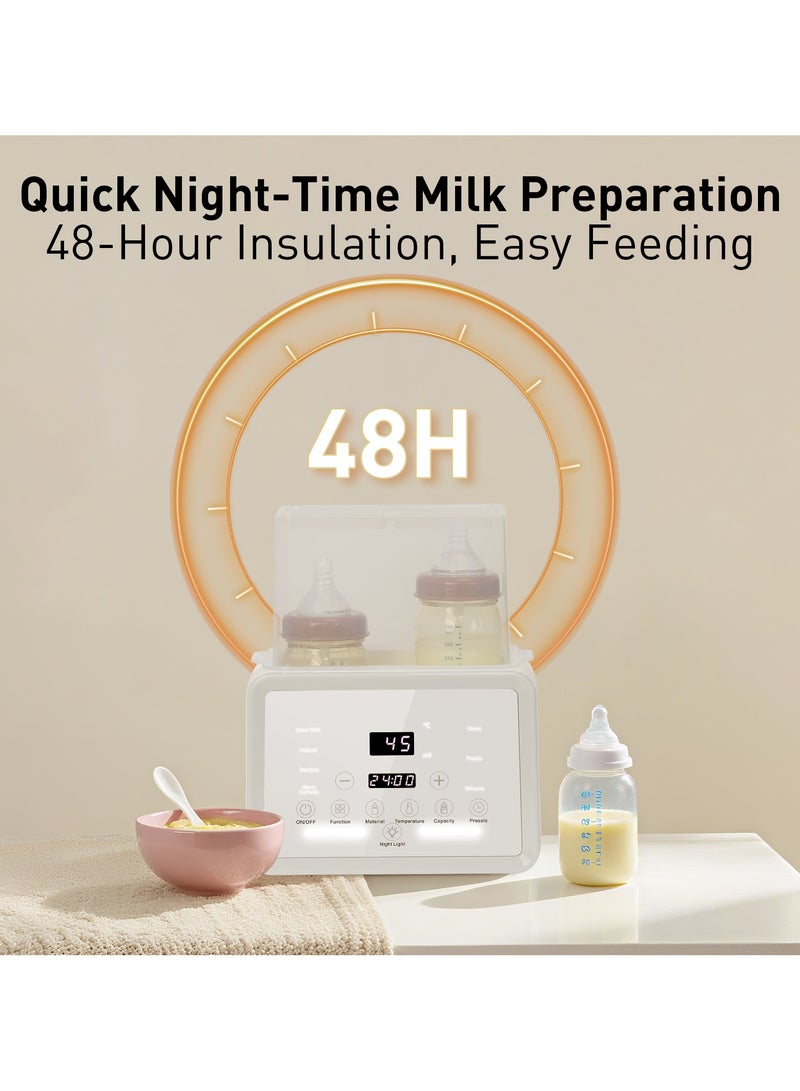 Stanew 10w1 Baby Bottle Warmer, Electric Milk Warmer for Baby, Baby Food Heater & Steam Defrost BPA-Free Warmer, 48H Constant Warming with Timer, Automatic Intelligent Thermostat, Accurate Temperature Control, LCD Display, Night Light, Sterilizing, Cleaning Brush, for Breastmilk, Formula and Double Bottles - Image 5