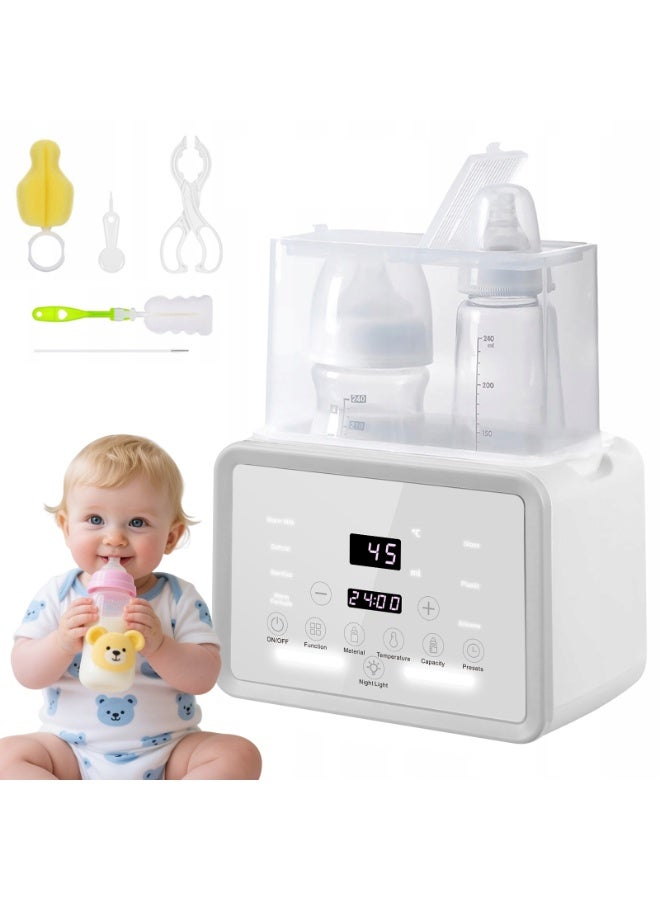 Stanew 9 in 1 Baby Bottle Warmer, Electric Milk Warmer for Baby, Baby Food Heater & Steam Defrost BPA-Free Warmer, 48H Constant Warming with Timer, Automatic Intelligent Thermostat, Accurate Temperature Control, LCD Display, Night Light, Sterilizing, Cleaning Brush, for Breastmilk, Formula and Double Bottles - Image 1