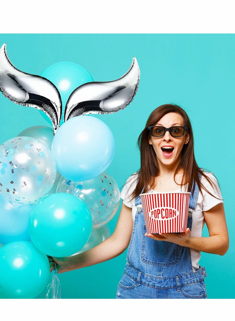 Excefore بالونات ذيل حورية البحر 24 بوصة بالون فويل كبير منحني بالونات فويل ذيل حورية البحر مستلزمات حفلات بالون ذيل حورية البحر لعيد الميلاد وحفلة استقبال المولود والزفاف، 10 قطع - Image 5
