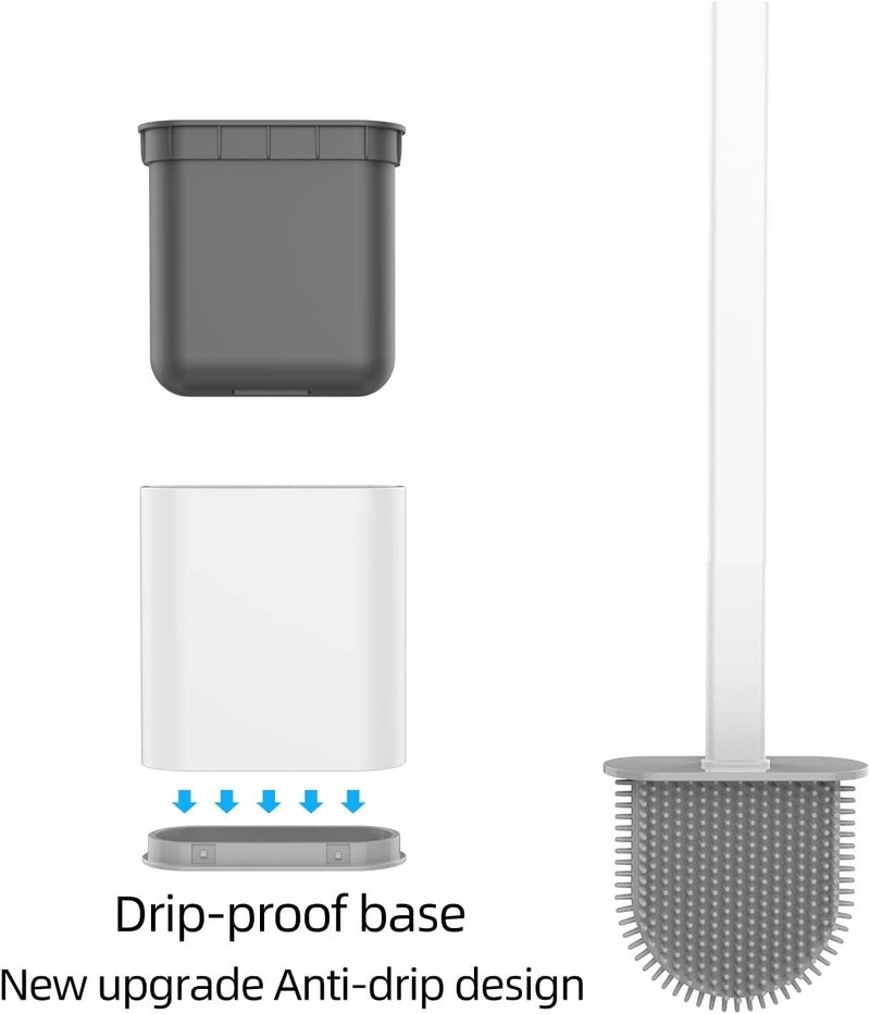 XML Toilet Cleaner Brush Silicon with Slim Holder Flexible Toilet Bowl Cleaning Brush for Bathroom Home Office School Hotels Cleaning Accessories Tools Gadgets - Image 3