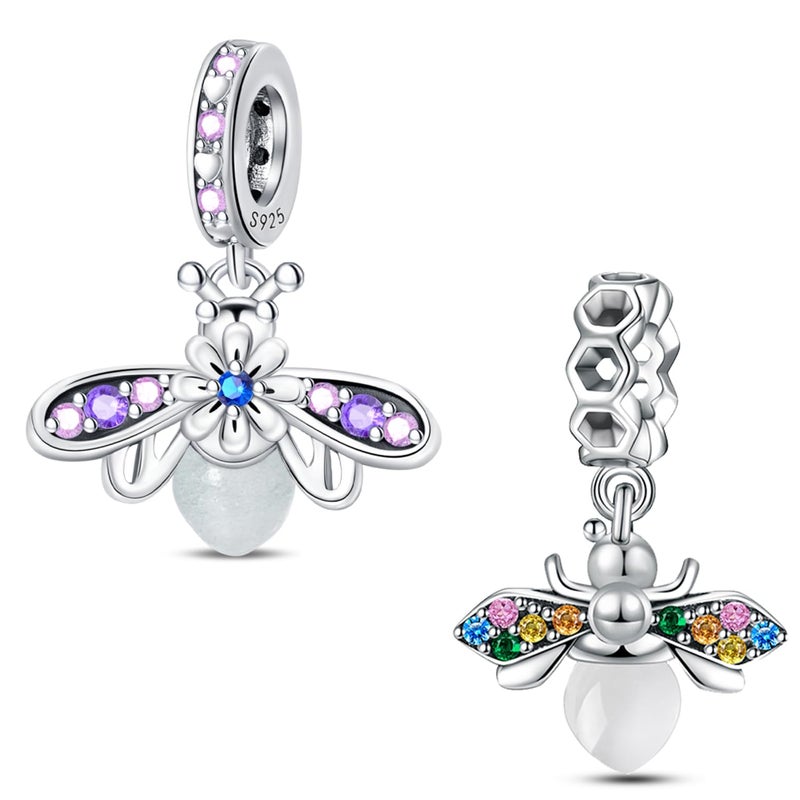 HappyStar 925 Sterling Silver Charms for Bracelets and Necklaces,Combination Dangle Pendants Beads Charms Jewelry Gift for Couples Sisters.（With Spacer Beads） - Image 3