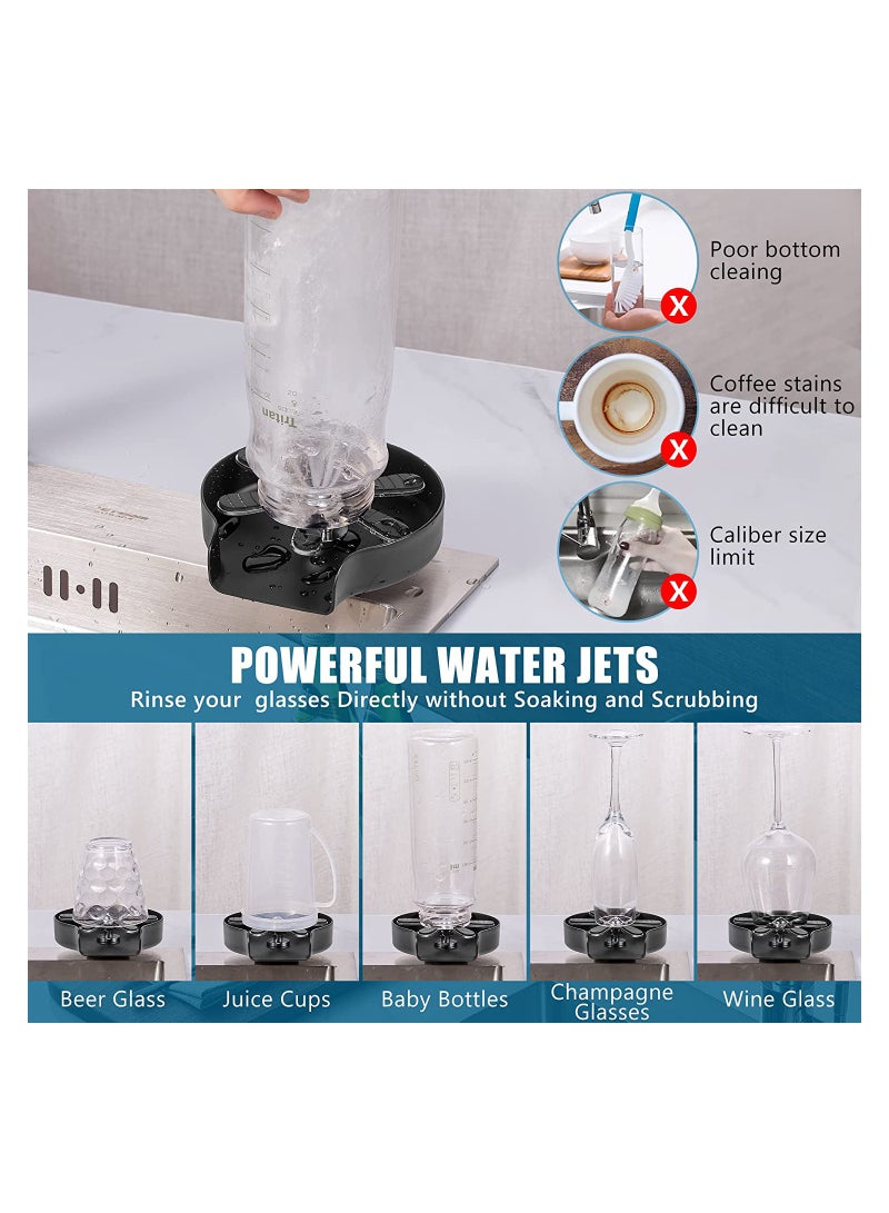 High-Quality 304 Stainless Steel Cup and Bottle Washer for Sink, Durable Black Glass Rinser with High-Pressure Cleaning and Silicone Arms, Perfect for Kitchen Use  - Image 4