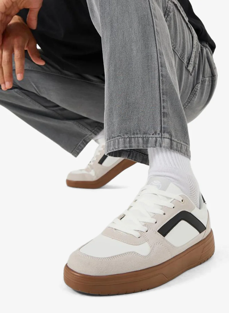 Styli Active Court Shoes Color Block Lace Up Sneakers