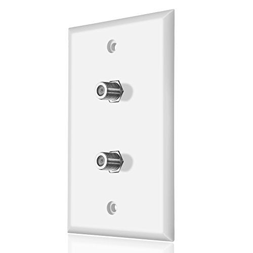 ICESPRING Dual Coaxial F Connector Wall Plate White for Cable TV Satellite Antenna Ethernet Digital Audio S PDIF - Image 1