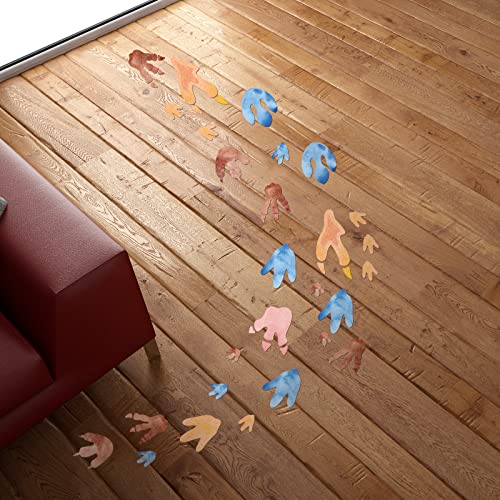 Fumete 48 Pcs Watercolor Dinosaur Footprints Floor Decals Dinosaur Tracks Wall Decals Peel and Stick Animal Footprints Stickers Removable Vinyl Wall Decal for Baby Nursery Bedroom Home Decor - Image 4