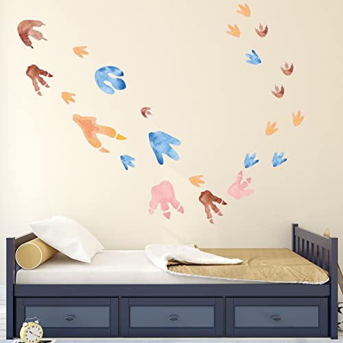 Fumete 48 Pcs Watercolor Dinosaur Footprints Floor Decals Dinosaur Tracks Wall Decals Peel and Stick Animal Footprints Stickers Removable Vinyl Wall Decal for Baby Nursery Bedroom Home Decor - Image 5