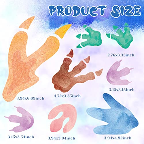 Fumete 48 Pcs Watercolor Dinosaur Footprints Floor Decals Dinosaur Tracks Wall Decals Peel and Stick Animal Footprints Stickers Removable Vinyl Wall Decal for Baby Nursery Bedroom Home Decor - Image 2