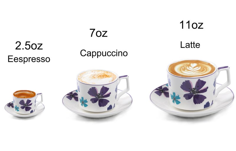 GuangYang 7oz Tea Cups set of 6, Fancy Color Flowers Design (Durable Porcelain for Hot Tea, Coffee, Latte,Small Macchiato, Cappuccino, Chocolate Drinks and Party) - Image 3
