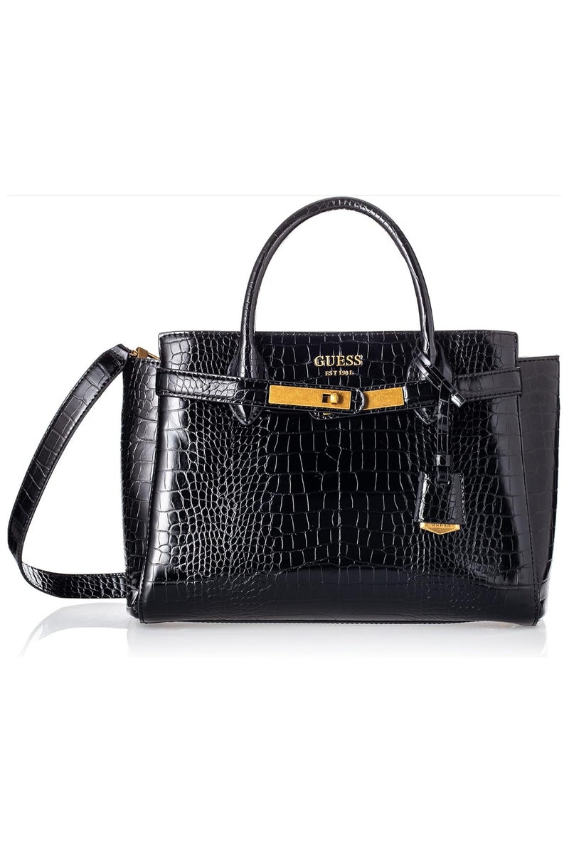 Women's Cordelia Black satchel with gold tone hardware
