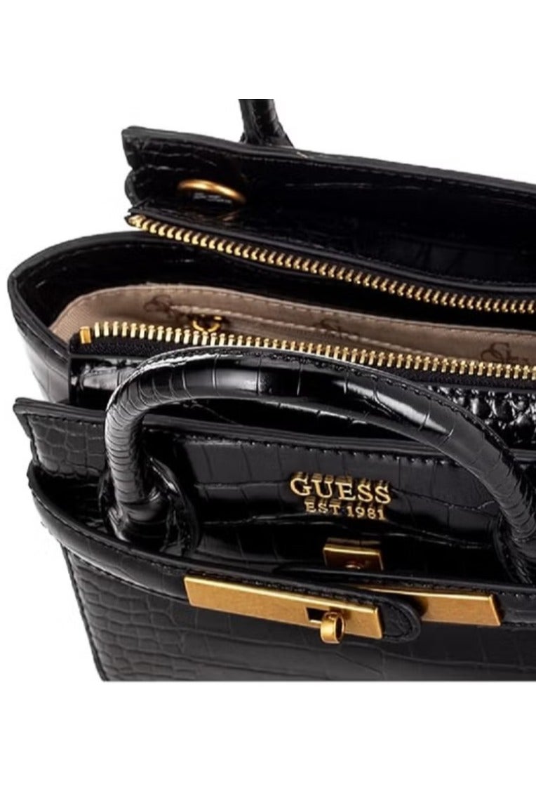 Women's Cordelia Black satchel with gold tone hardware