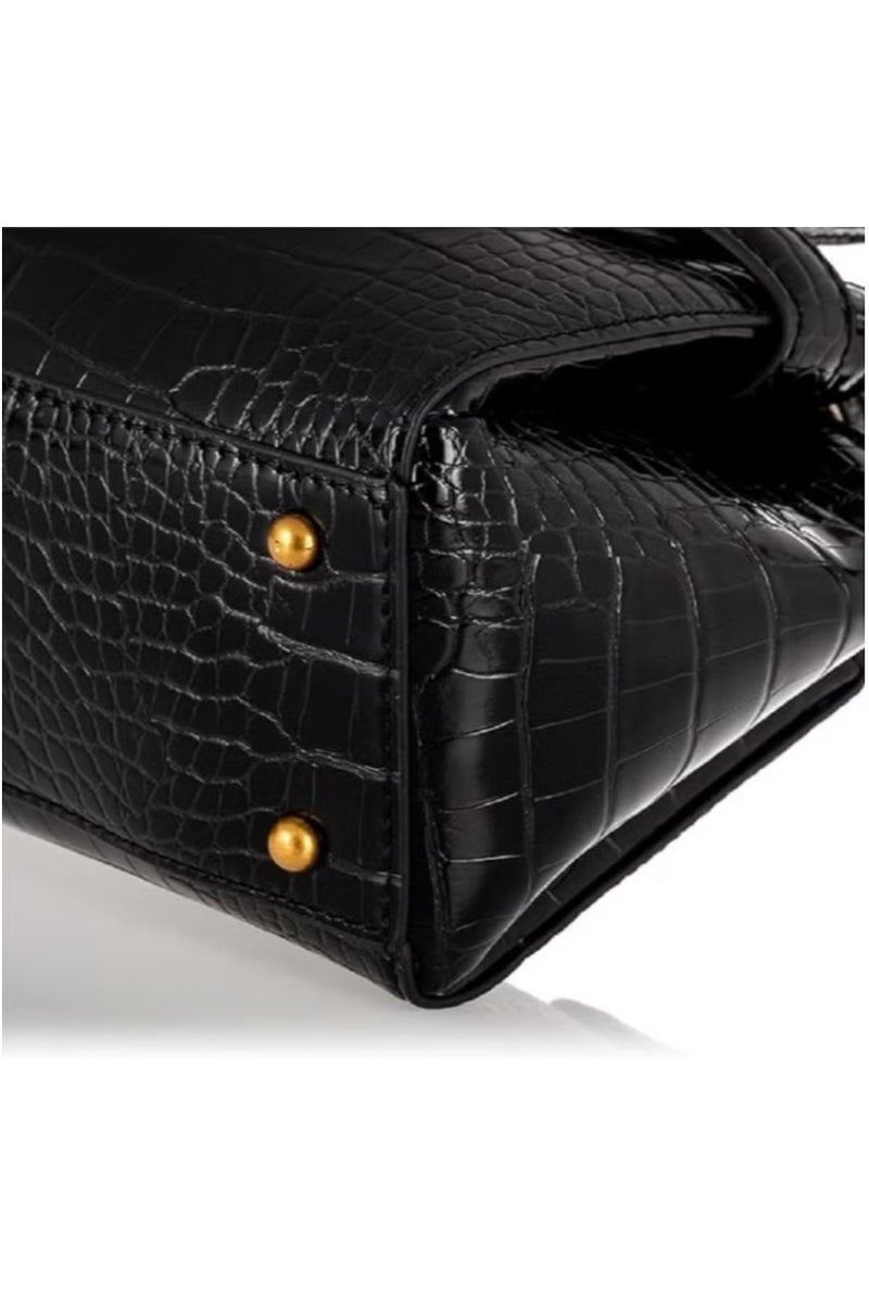 Women's Cordelia Black satchel with gold tone hardware