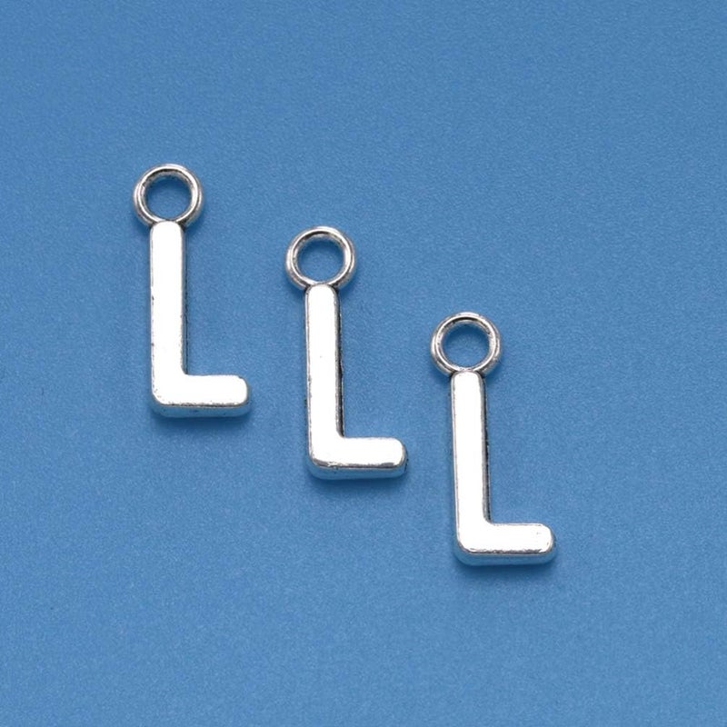 comfrt 50pcs English Alphabet L Pendant Alloy Charms DIY Jewelry Making Accessories j Necklace,Initial Pendant,j Chain,Letter j for Necklace Bracelet (Antique Silver) - Image 3
