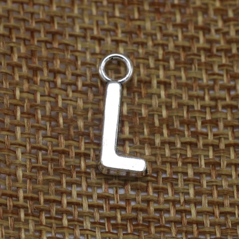 comfrt 50pcs English Alphabet L Pendant Alloy Charms DIY Jewelry Making Accessories j Necklace,Initial Pendant,j Chain,Letter j for Necklace Bracelet (Antique Silver) - Image 4