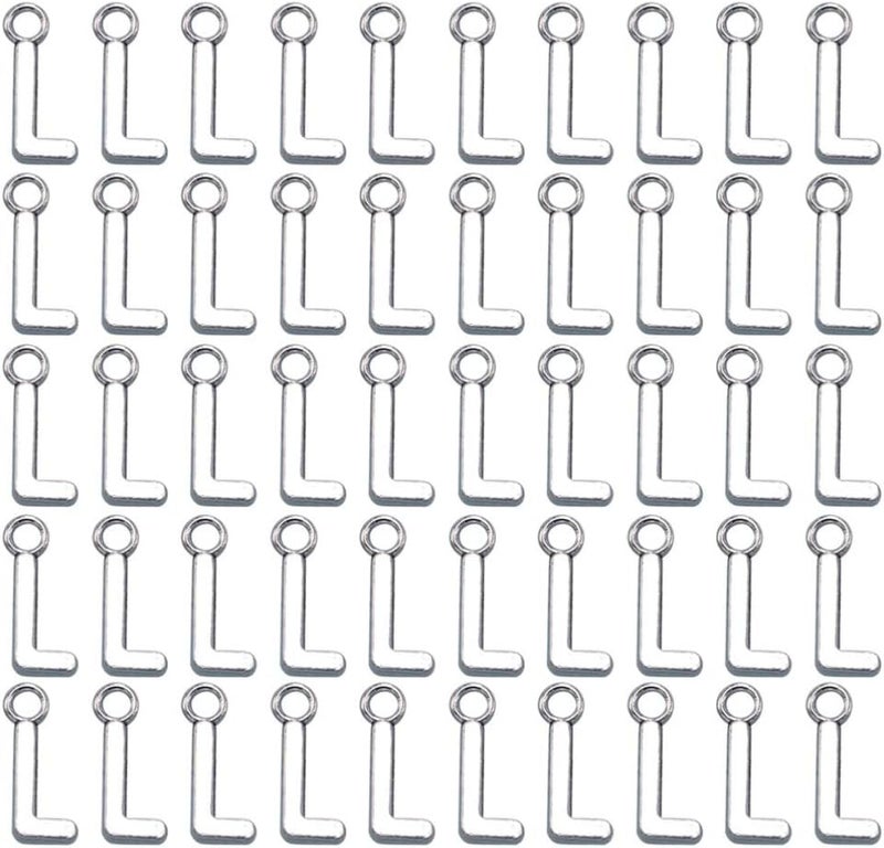 comfrt 50pcs English Alphabet L Pendant Alloy Charms DIY Jewelry Making Accessories j Necklace,Initial Pendant,j Chain,Letter j for Necklace Bracelet (Antique Silver) - Image 1