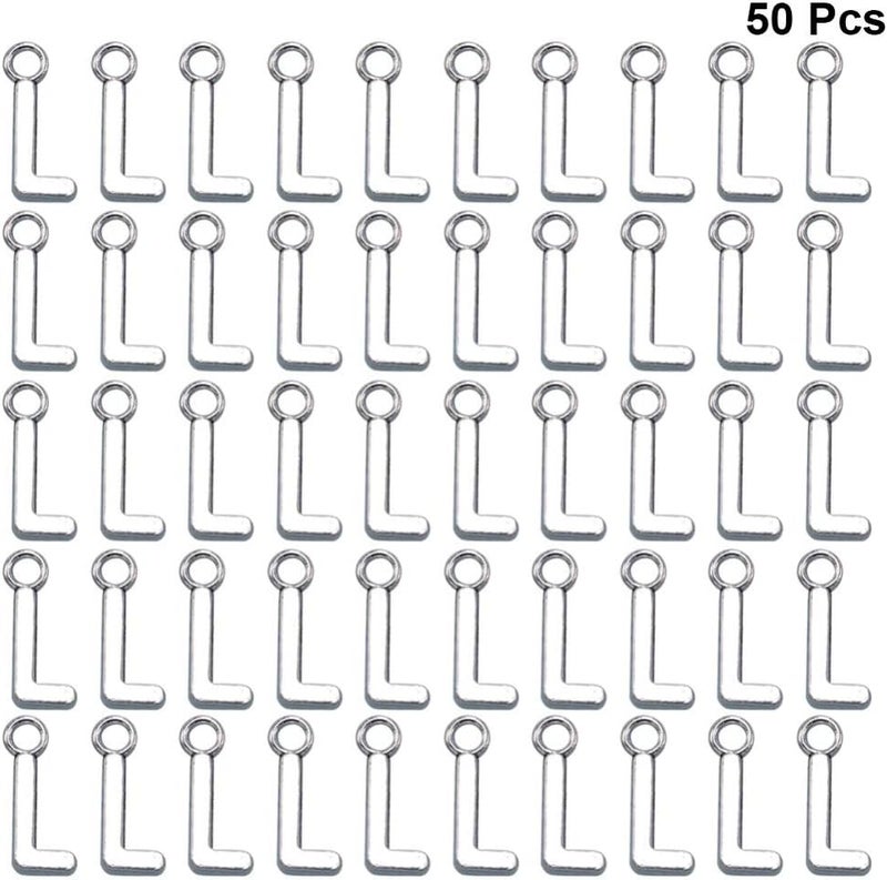comfrt 50pcs English Alphabet L Pendant Alloy Charms DIY Jewelry Making Accessories j Necklace,Initial Pendant,j Chain,Letter j for Necklace Bracelet (Antique Silver) - Image 5