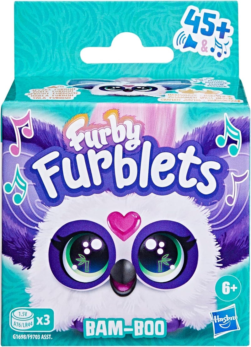 Furby Furblets Bam-Boo Mini Friend, Electronic Plush Toys for Girls & Boys 6+, Panda, Black & White, Speaks Furbish & Plays Music, Series 4 - Image 2