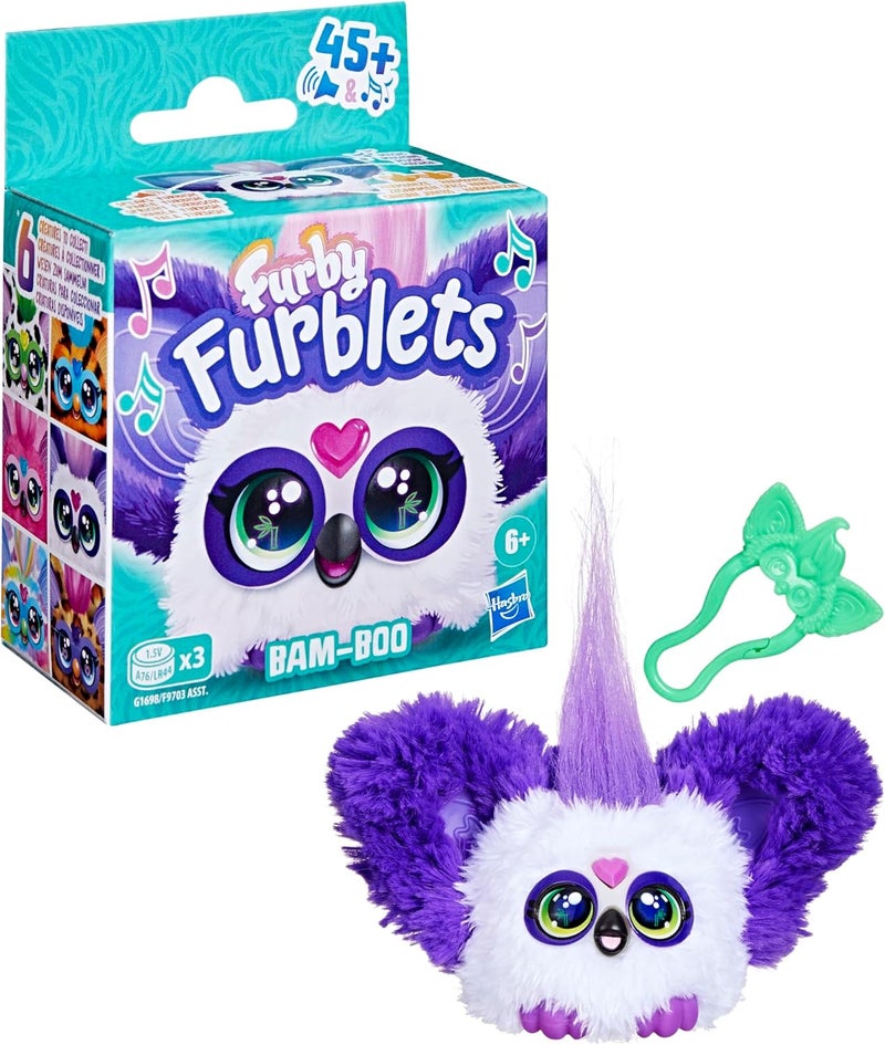 Furby Furblets Bam-Boo Mini Friend, Electronic Plush Toys for Girls & Boys 6+, Panda, Black & White, Speaks Furbish & Plays Music, Series 4 - Image 3
