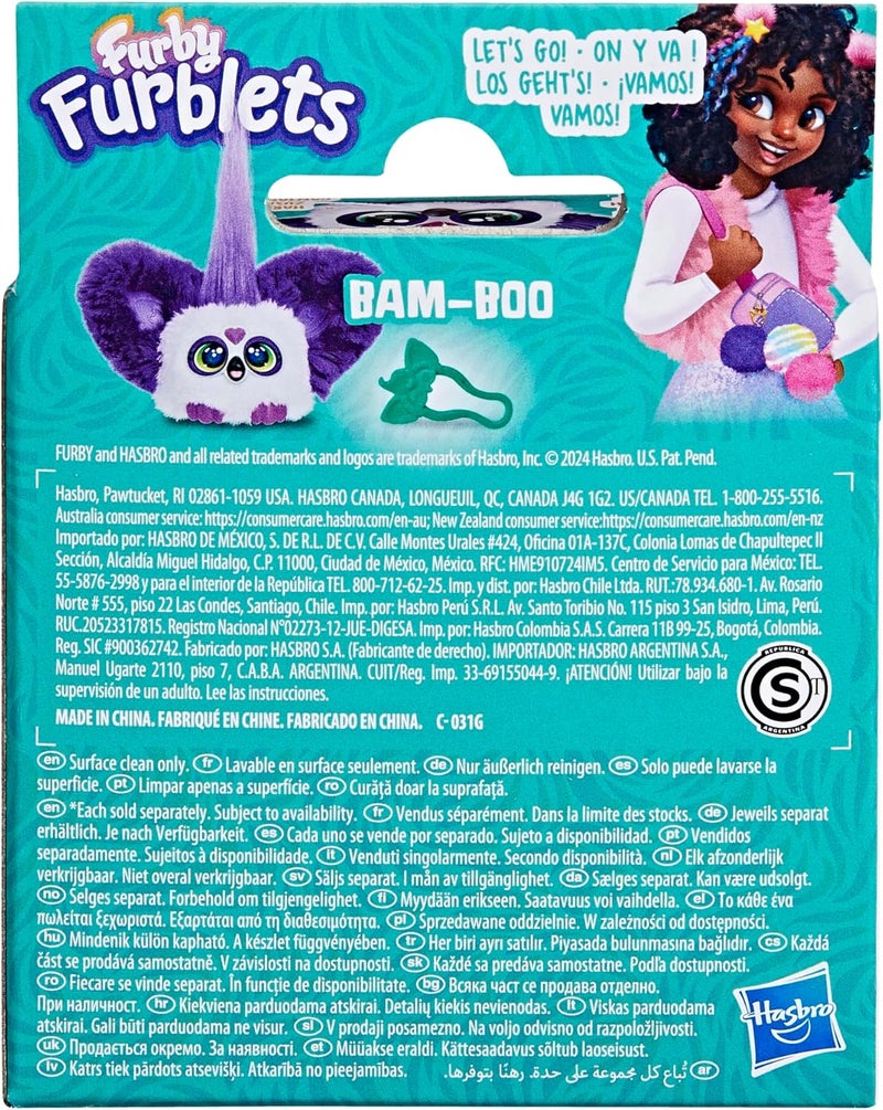 Furby Furblets Bam-Boo Mini Friend, Electronic Plush Toys for Girls & Boys 6+, Panda, Black & White, Speaks Furbish & Plays Music, Series 4 - Image 4