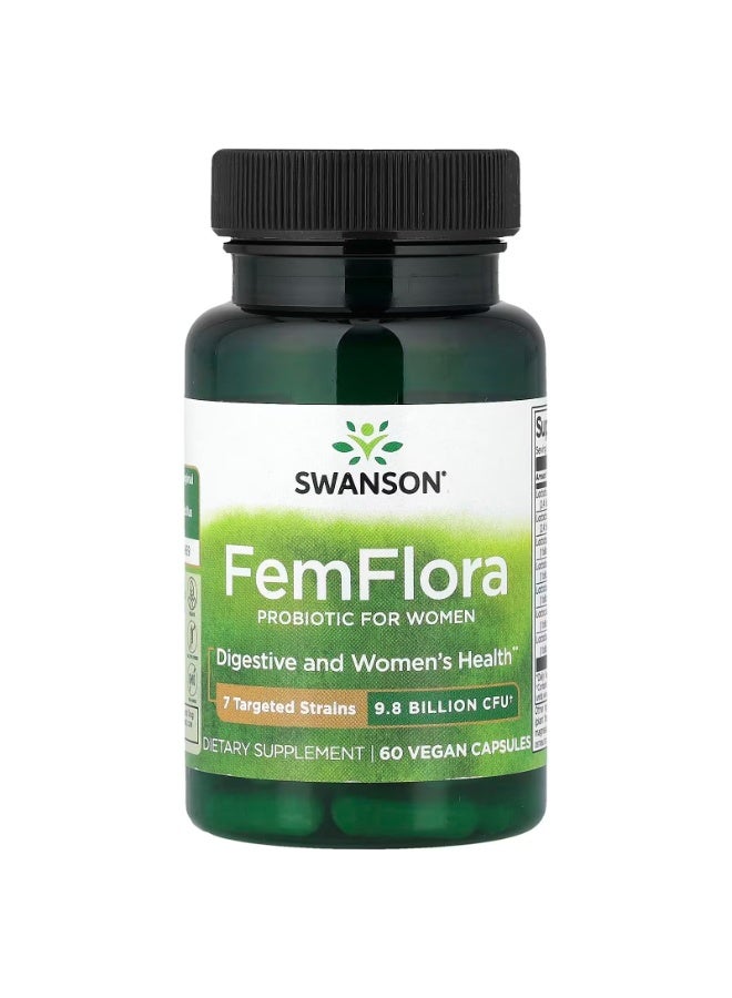 SWANSON FemFlora, Probiotic For Women, 9.8 billion CFU, 60 Vegan Capsules - Image 1