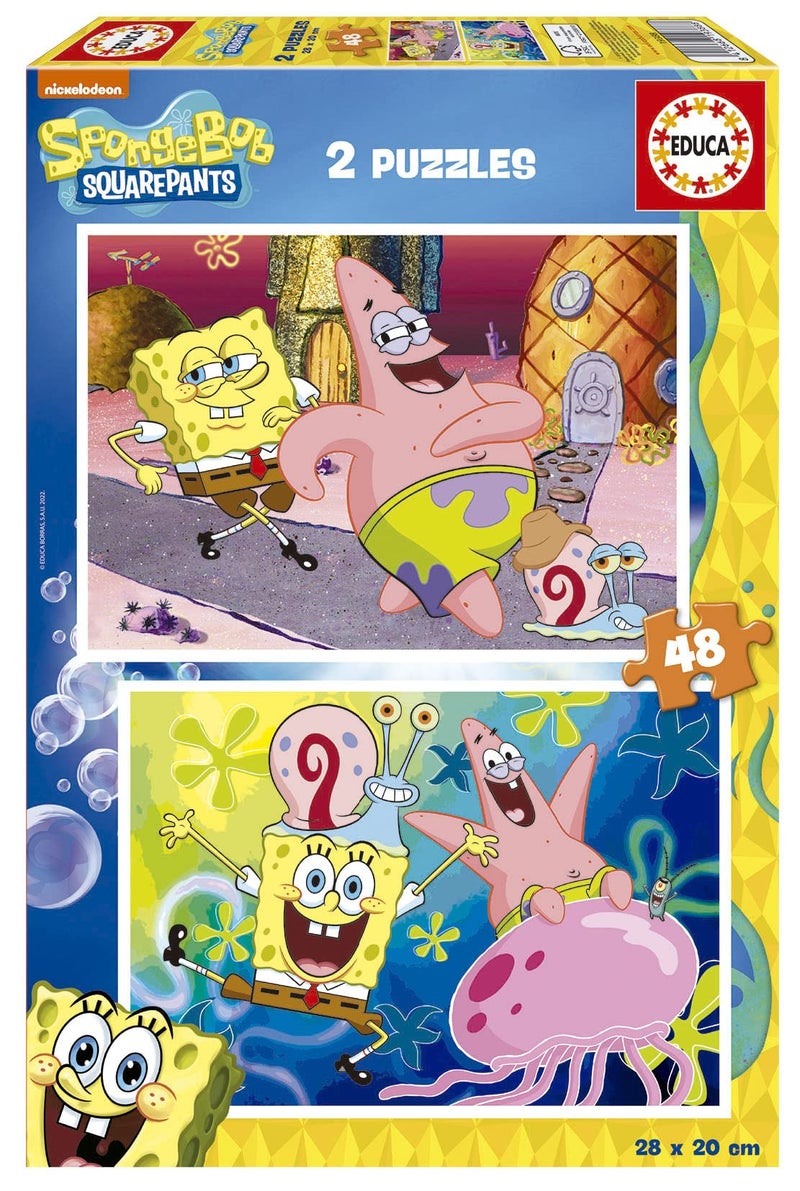 Educa - Spongebob Squarepants, 2 x 48 Piece Puzzle Set for Children from 3 Years, Children's Puzzle, Squarepants (19388) - Image 1